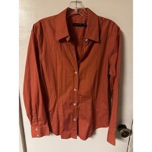 The Limited Women's Burnt Orange Pleated Front And Back Dress‎ Shirt Size Large